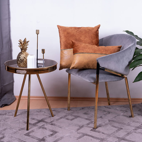 Dekokissen Picco (2-teilig) - Samt - Terracotta