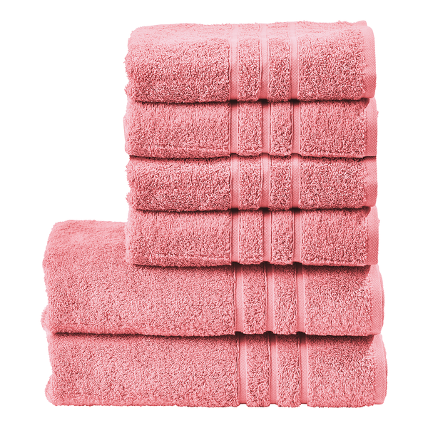 Handtuchset Daily Uni (6-teilig) - Baumwollstoff - Rosa