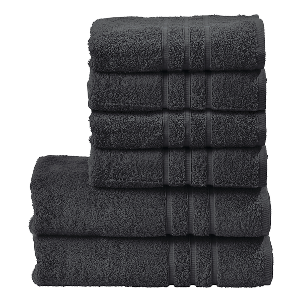 Handtuchset Daily Uni (6-teilig) - Baumwollstoff - Schwarz