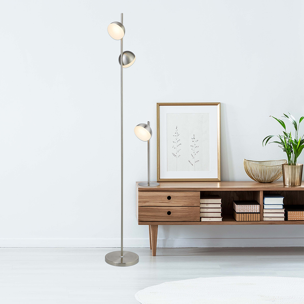 LED-Stehleuchte Tully - Stahl / Edelstahl - 2-flammig