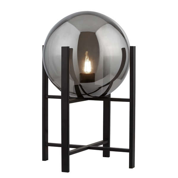 Tischleuchte Amsterdam II - Rauchglas / Stahl - 1-flammig