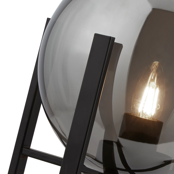 Tischleuchte Amsterdam II - Rauchglas / Stahl - 1-flammig