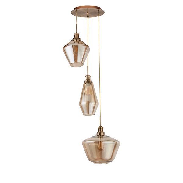 Pendelleuchte Mia - Glas / Stahl - 3-flammig - Beige