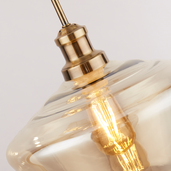 Pendelleuchte Mia - Glas / Stahl - 3-flammig - Beige