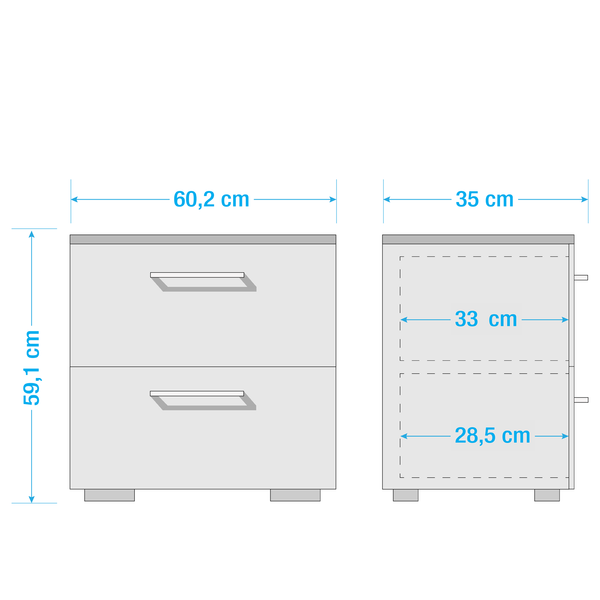 Waschbeckenunterschrank Carlos - Weiß - Breite: 60 cm