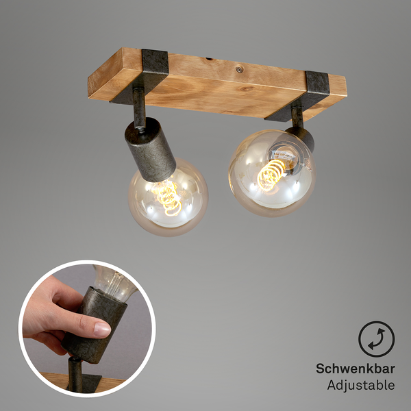 Deckenleuchte  Wood Basic - Eisen - 2-flammig