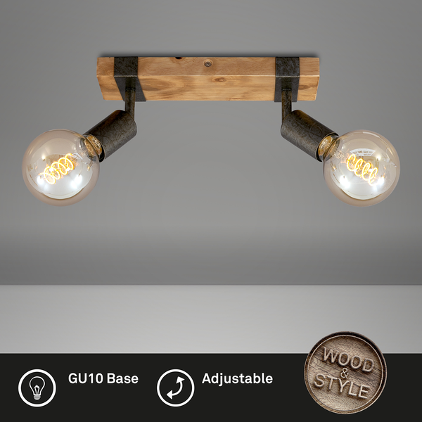 Deckenleuchte  Wood Basic - Eisen - 2-flammig