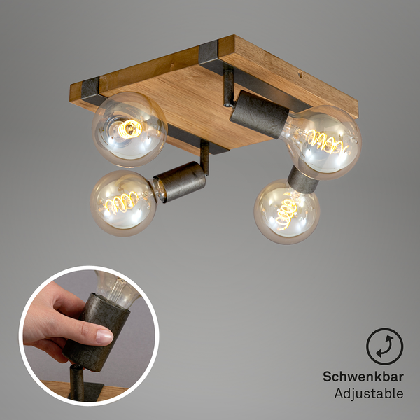 Deckenleuchte  Wood Basic - Eisen - 4-flammig