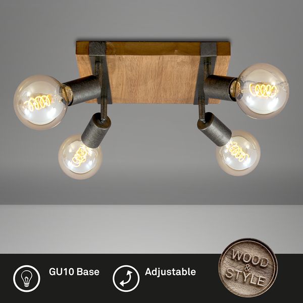 Deckenleuchte  Wood Basic - Eisen - 4-flammig