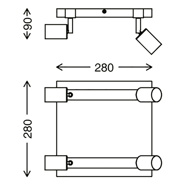 Deckenleuchte  Wood Basic - Eisen - 4-flammig