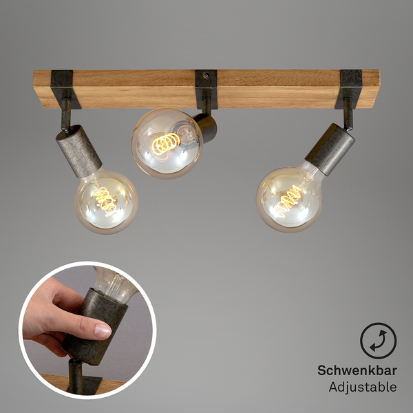 Deckenleuchte  Wood Basic - Eisen - 3-flammig