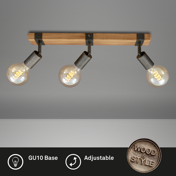 Deckenleuchte  Wood Basic - Eisen - 3-flammig