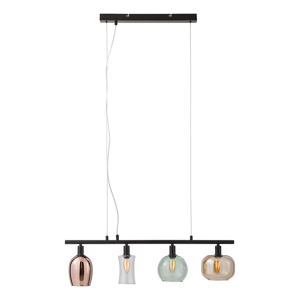 Pendelleuchte Telesto - Klarglas / Eisen - 4-flammig