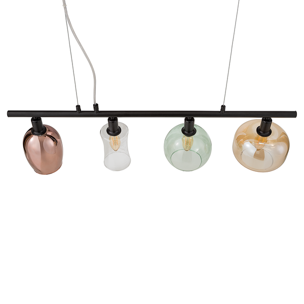 Pendelleuchte Telesto - Klarglas / Eisen - 4-flammig