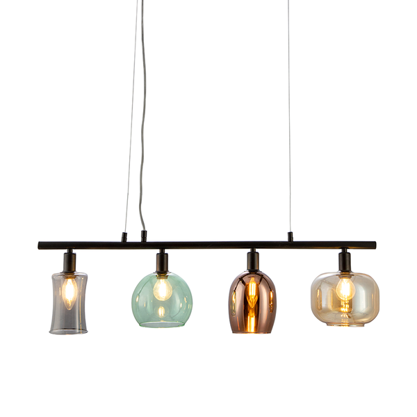 Pendelleuchte Telesto - Klarglas / Eisen - 4-flammig