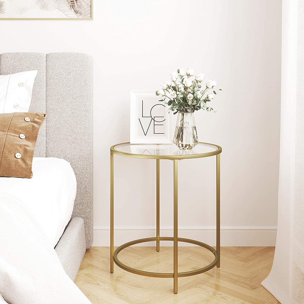 Beistelltisch Poygan - Glas / Metall - Gold