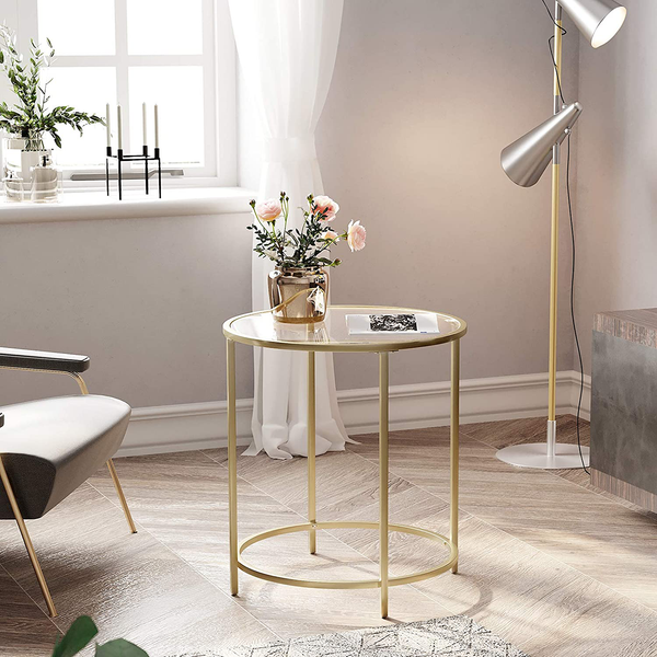 Beistelltisch Poygan - Glas / Metall - Gold