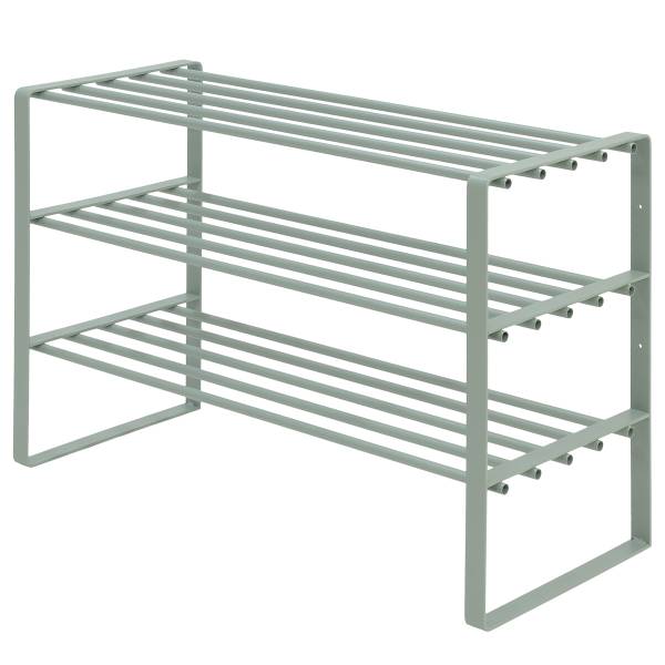 Schuhregal Rex mit 3 Ablagen - Metall - Mintgrau - Breite: 70 cm
