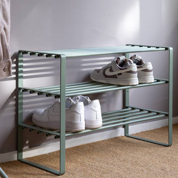 Schuhregal Rex mit 3 Ablagen - Metall - Mintgrau - Breite: 70 cm