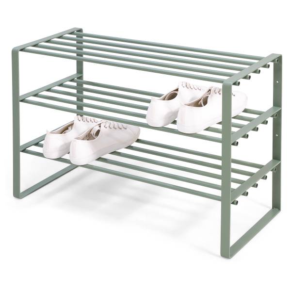 Schuhregal Rex mit 3 Ablagen - Metall - Mintgrau - Breite: 70 cm
