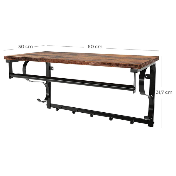 Wandgarderobe Montevallo - Metall - Braun / Schwarz