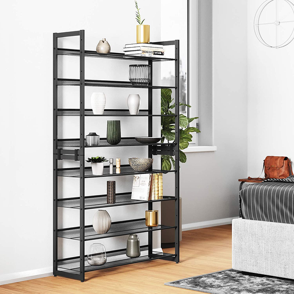 Schuhregal Heckfield II - Metall - Schwarz - Höhe: 164 cm