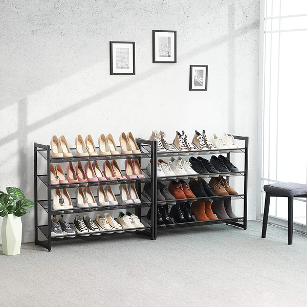 Schuhregal Heckfield II - Metall - Schwarz - Höhe: 164 cm