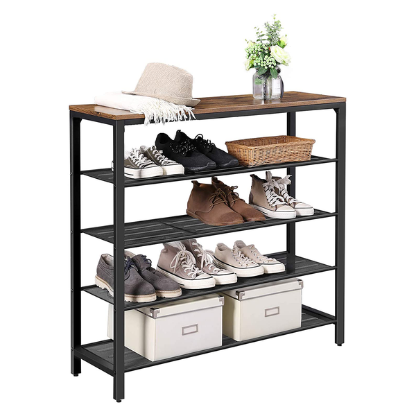 Schuhregal Bettyhill II - Metall - Braun / Schwarz - Breite: 100 cm