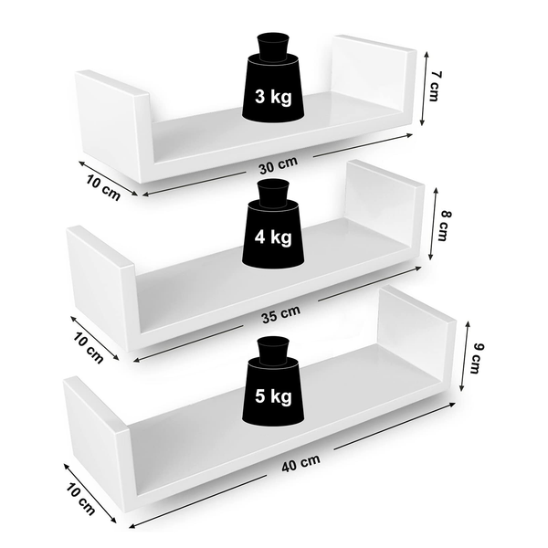 Wandboard Cresson (3er-Set) - Weiß