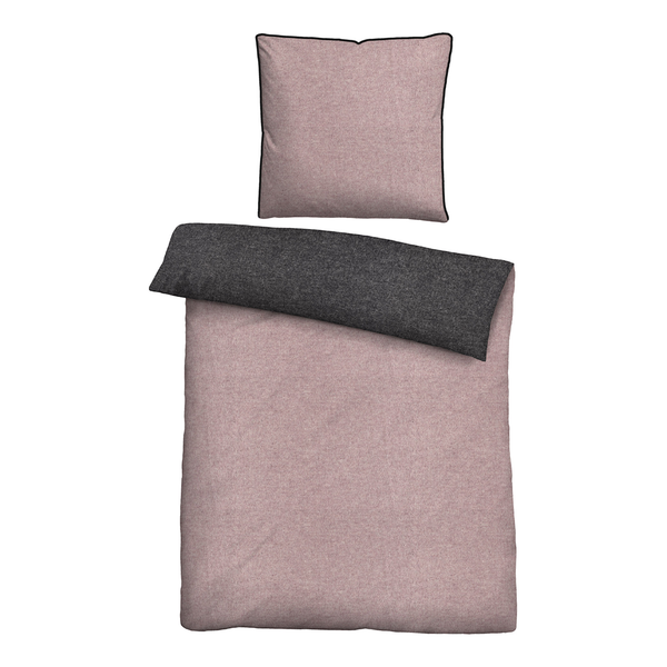 Melange-Flanell Bettwäsche 0840500 - Melange / Flanell - Brombeere - 135 x 200 cm + Kissen 80 x 80 cm