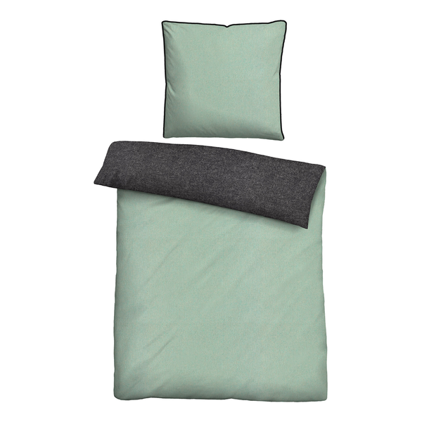 Melange-Flanell Bettwäsche 0840500 - Melange / Flanell - Pastellgrün - 135 x 200 cm + Kissen 80 x 80 cm