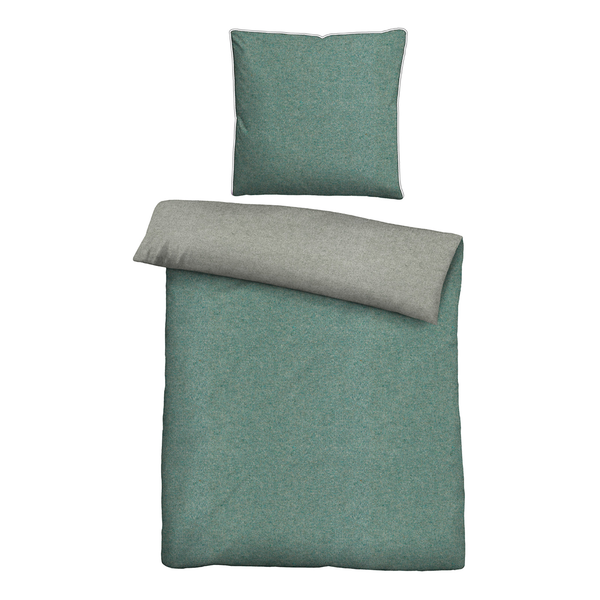 Melange-Flanell Bettwäsche 0840500 - Melange / Flanell - Mint - 135 x 200 cm + Kissen 80 x 80 cm