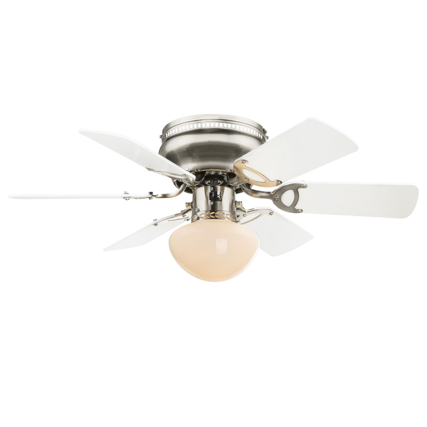 Deckenventilator Ugo - Opalglas / Eisen - 1-flammig - Weiß