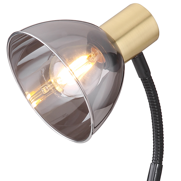 Tischleuchte Jay - Rauchglas / Messing - 1-flammig