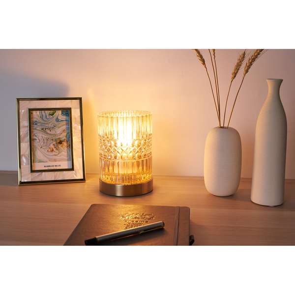 Tischleuchte Crystal Elegance - Glas / Messing - 1-flammig