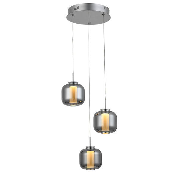 LED-Pendelleuchte Rafa II - Acrylglas / Edelstahl - 3-flammig