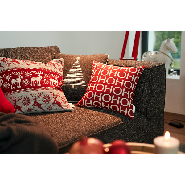 Kissenbezug Ho Ho Ho - Mischgewebe - Rot