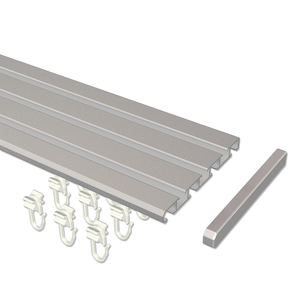 Kombischiene Husby 3-4-läufig - Aluminium - Silbergrau - Breite: 240 cm