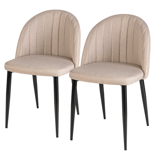 Polsterstuhl Jacklin V (2er-Set) - Webstoff / Eisen - Beige