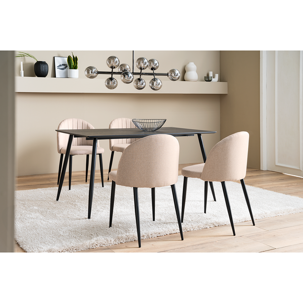 Polsterstuhl Jacklin V (2er-Set) - Webstoff / Eisen - Beige