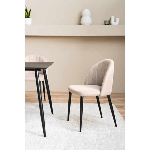 Polsterstuhl Jacklin V (2er-Set) - Webstoff / Eisen - Beige