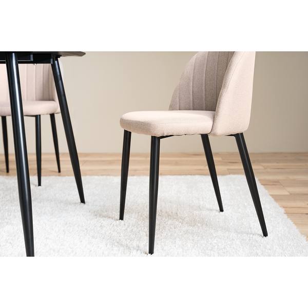 Polsterstuhl Jacklin V (2er-Set) - Webstoff / Eisen - Beige
