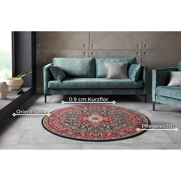 Kurzflorteppich Skazar Isfahan - Polypropylen - Marineblau - 80 x 150 cm