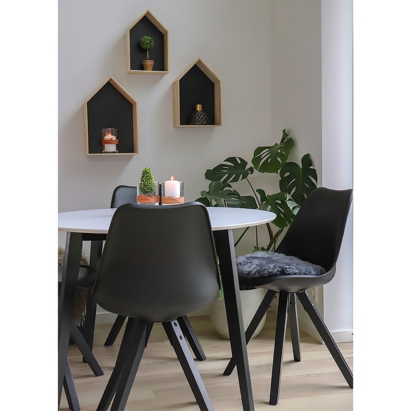 Esszimmerstuhl Trebes I (2er-Set) - Kunststoff / Gummibaum massiv - Schwarz / Schwarz