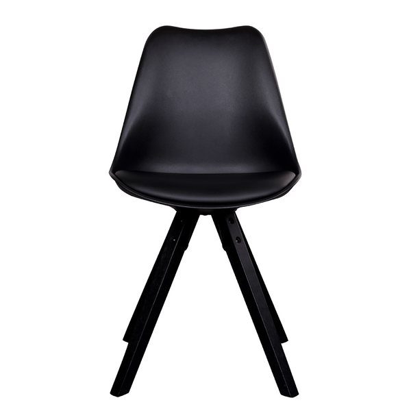 Esszimmerstuhl Trebes I (2er-Set) - Kunststoff / Gummibaum massiv - Schwarz / Schwarz