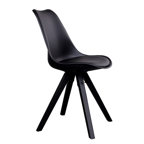 Esszimmerstuhl Trebes I (2er-Set) - Kunststoff / Gummibaum massiv - Schwarz / Schwarz