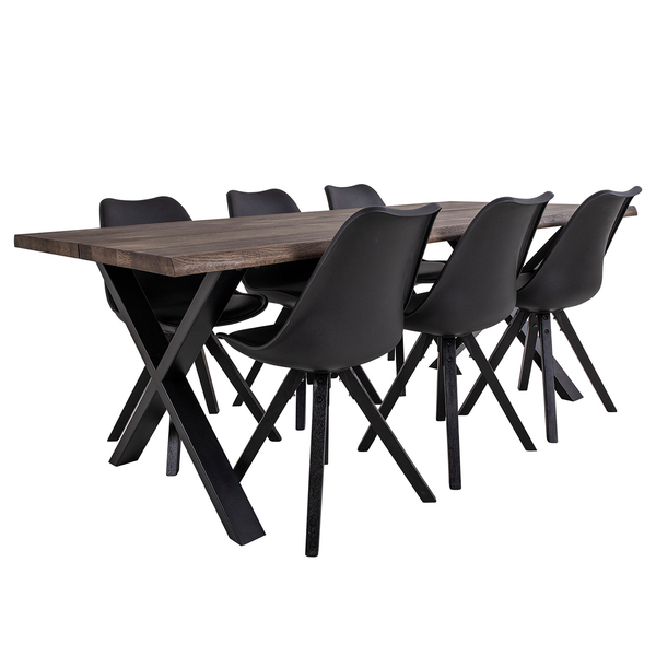 Esszimmerstuhl Trebes I (2er-Set) - Kunststoff / Gummibaum massiv - Schwarz / Schwarz