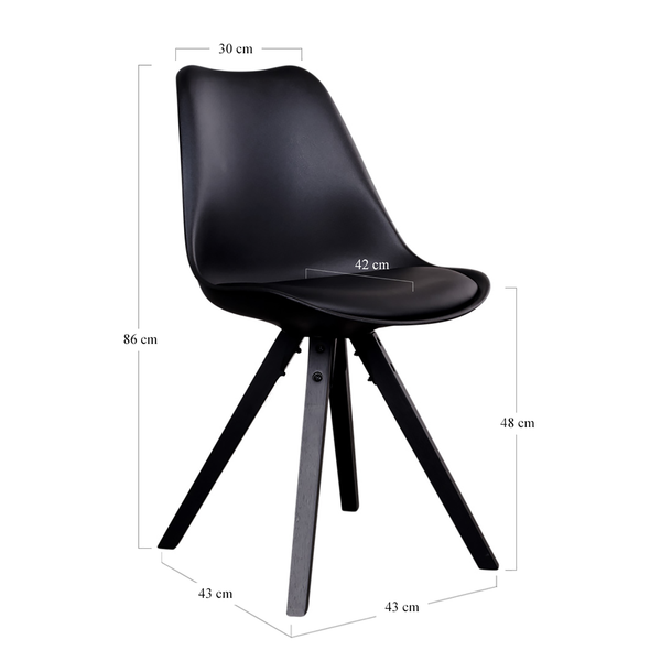 Esszimmerstuhl Trebes I (2er-Set) - Kunststoff / Gummibaum massiv - Schwarz / Schwarz
