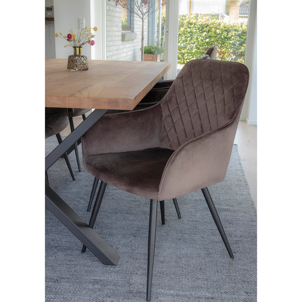 Armlehnenstuhl Pierry II (2er-Set) - Samt / Stahl - Taupe