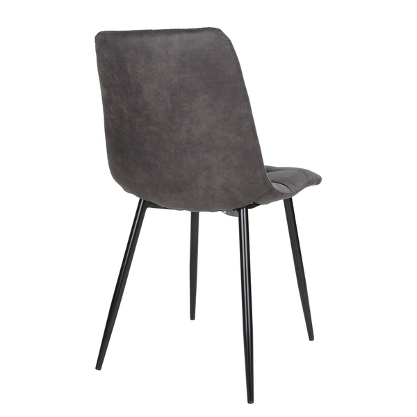 Polsterstuhl Ormoy I (2er-Set) - Microfaser / Stahl - Grau / Schwarz